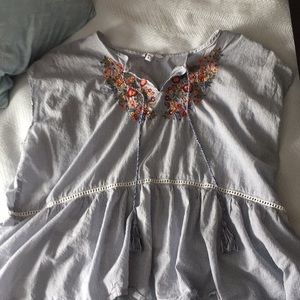 Embroidered plus size top